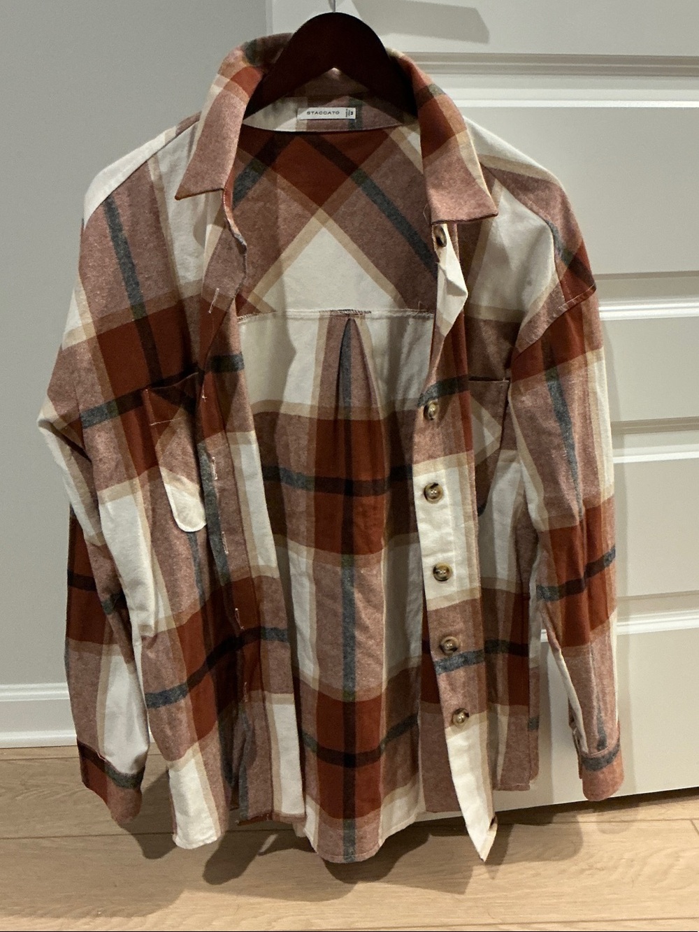 Woman’s Rust Plaid Button-Up Shirt